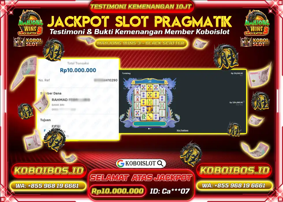 BUKTI KEMENANGAN Ca*** SLOT GACOR MAHJONG WINS 3 - BLACK SCATTER Rp10.000.000,- LUNAS