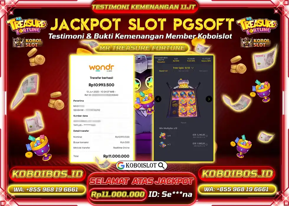 BUKTI KEMENANGAN SLOT GACOR MR. TRASURE’S FORTUNE Rp11.000.000,- LUNAS