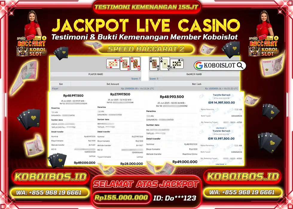 BUKTI KEMENANGAN LIVE CASINO SPEED BACCARAT 2 Rp150.000.000,- LUNAS