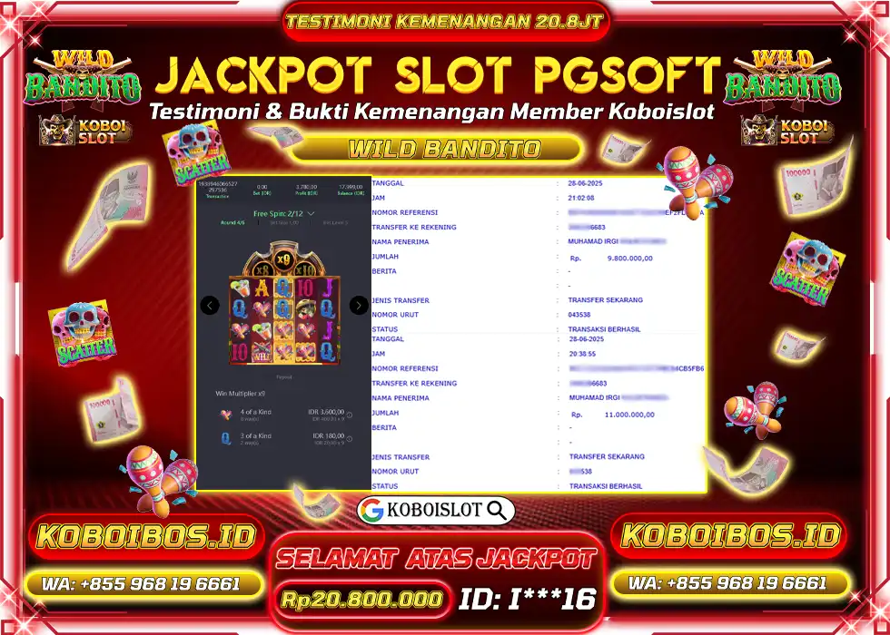 BUKTI KEMENANGAN SLOT GACOR WILD BANDITO K*** Rp10.000.000,- LUNAS