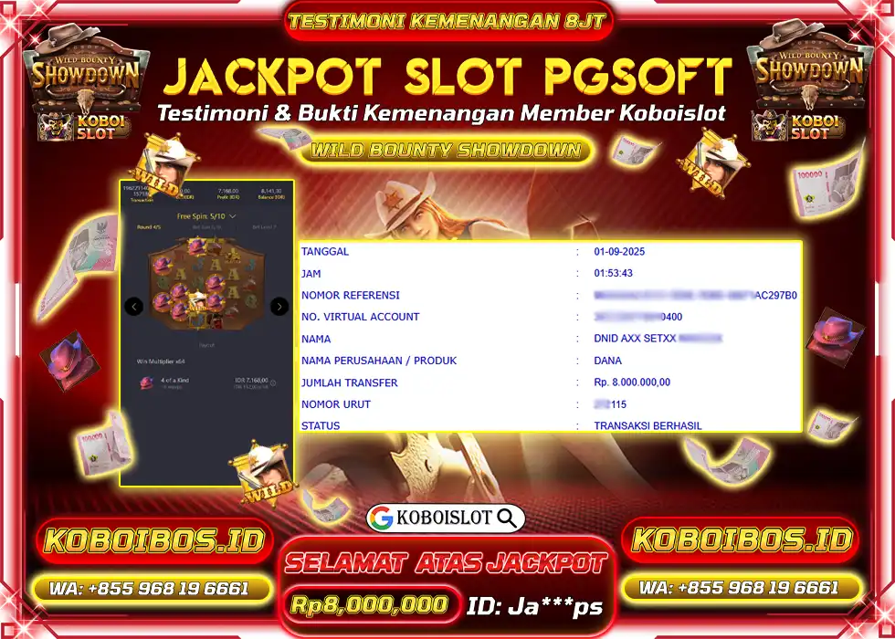 BUKTI KEMENANGAN SLOT GACOR Ja*** WILD BOUNTY SHOWDOWN Rp8.000.000,- LUNAS