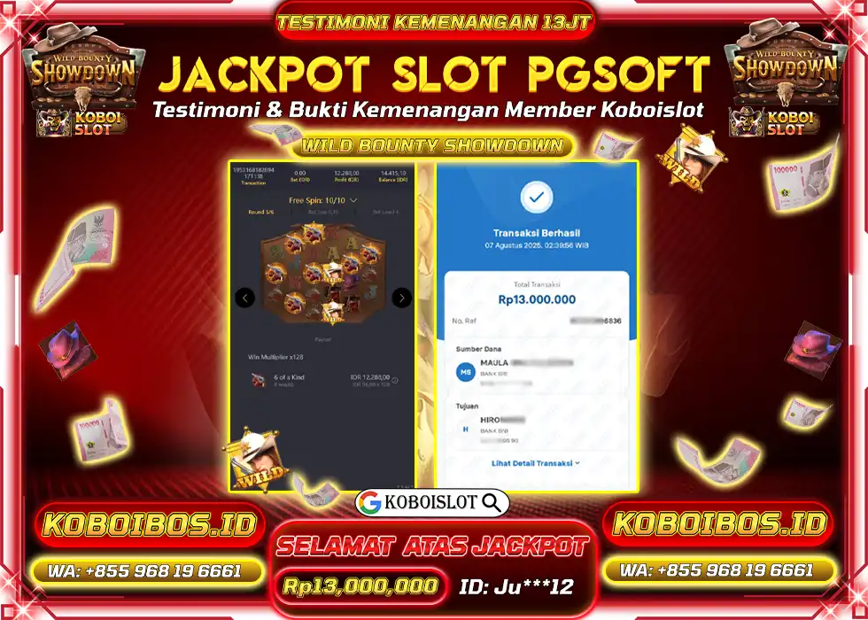 BUKTI KEMENANGAN Ju*** SLOT GACOR WILD BOUNTY SHOWDOWN Rp13.000.000,- LUNAS